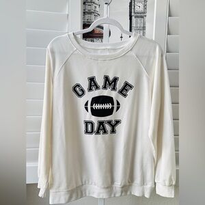 Boutique 9 Cream "Game Day" Sweatshirt with Black Print